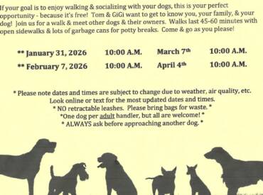 FREE COMMUNITY PACK WALK TOMORROW