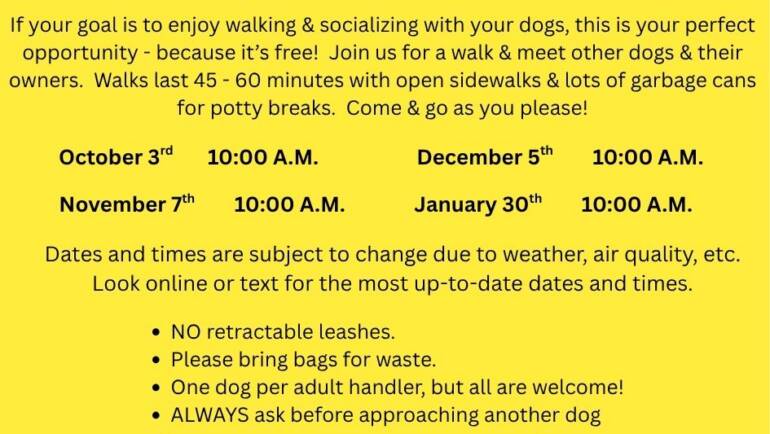 Free Community Pack Walk 10 a.m. Tomorrow